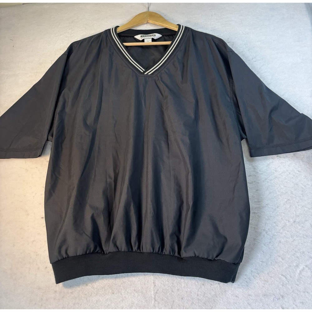 Turfer Sports Golf Windbreaker Jacket Men's L Black Pullover V Neck Windshirt
